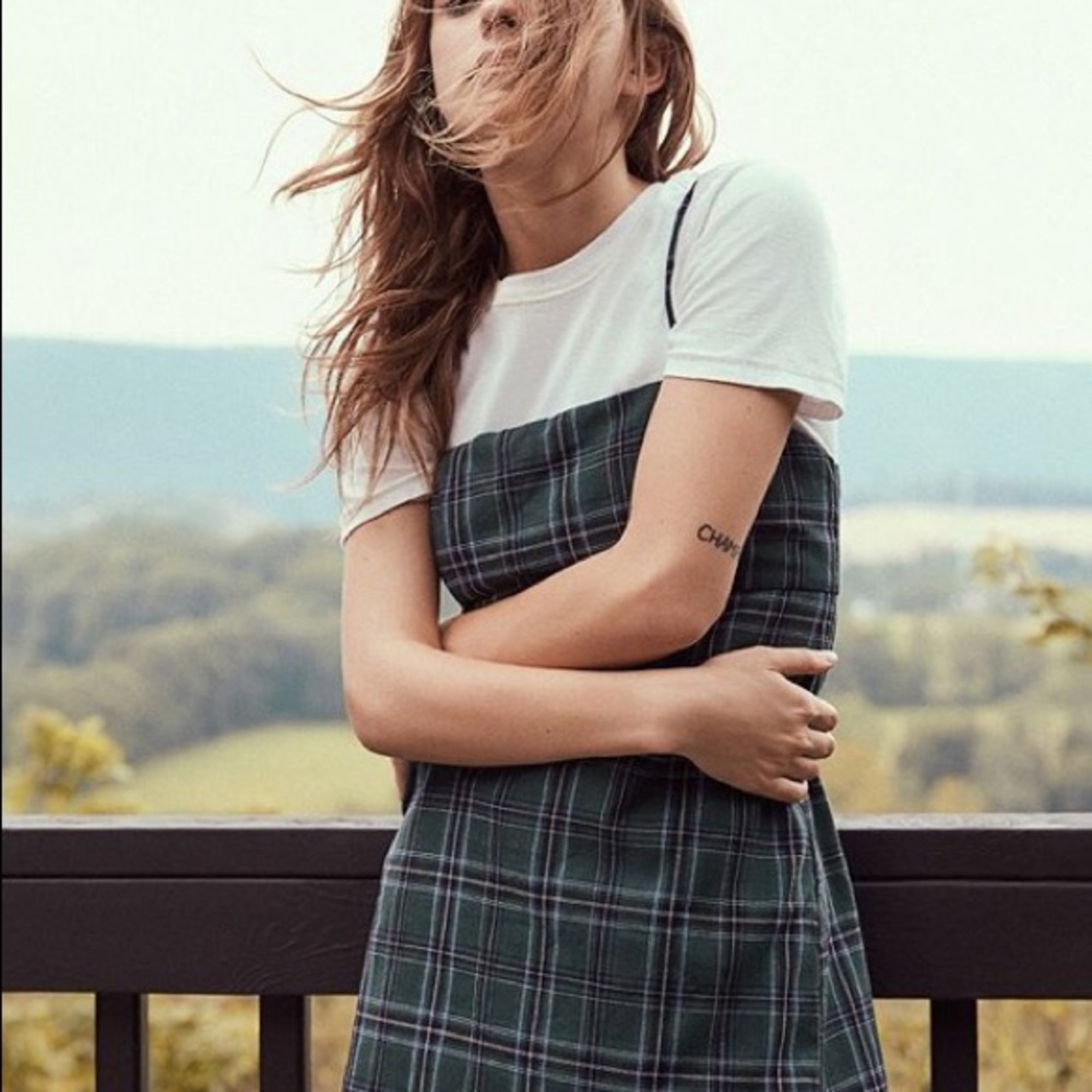 NWT UO Straight-Neck Plaid Mini Dress